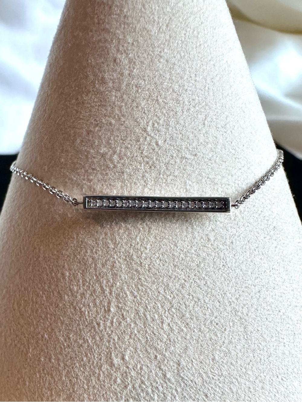 Natural Diamond Pavé Bar Bracelet I0.04CTW 925 Sterling Silver Italy Adjust 6-8”